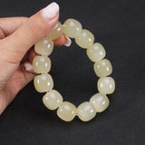 Afghan Jade Bead Carving Bracelet Natural Elastic Bangle Charm Jewellery