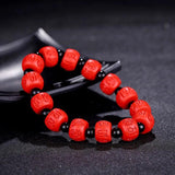 Chinese Red Organic Cinnabar Beads Elastic Bracelet Natural DIY Accessories