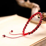 Red Garnet Bracelet Round Beads Red Rope DIY Bangle Jewelry Jade