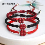 Cinnabar Lucky Clover Bead DIY Bracelet for Woman