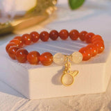 8mm Natural Rabbit/Bear/Animal Red Agate Citrine Beaded Strand Bracelets