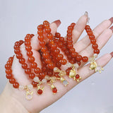 8mm Natural Rabbit/Bear/Animal Red Agate Citrine Beaded Strand Bracelets