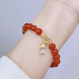 8mm Natural Rabbit/Bear/Animal Red Agate Citrine Beaded Strand Bracelets