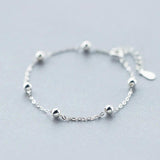 925 Silver Ball Bracelet Women's Minimalist Chain