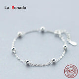 925 Silver Ball Bracelet Women's Minimalist Chain
