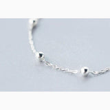 925 Silver Ball Bracelet Women's Minimalist Chain