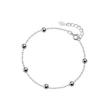 925 Silver Ball Bracelet Women's Minimalist Chain