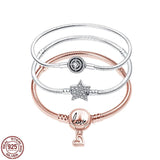 Sterling Silver Pentagram Bracelet with Snake Bone Chain