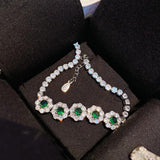 19mm Silver Crystal Stone Bracelet Green Cubic Zirconia Bangle