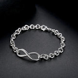 925 Sterling Silver CZ Crystal Bracelet for Women Wedding Jewelry Gift