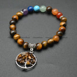 Gemstone Beads Life Tree Chakra Bracelet