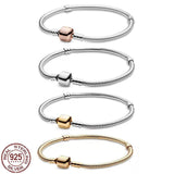 925 Silver Bracelet Snake Bone Chain Buckle Charm Beads DIY J