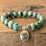 African Turquoise Bracelet 7.5 inches Monk Bead Reiki Meditation