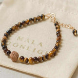Tiger's Eye Rudraksha Beads Bracelet 14k Chain Calming Restore Easter Souvenir