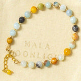 6mm Amazonite Beads Bracelet with 14k Chain - Spirituality Lucky Christmas Wrist