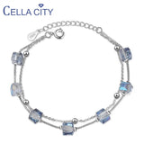 Cellacity Double Layer Women Bracelet 925 Silver Crystal Gemstones