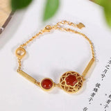 S925 Sterling Silver Southern Red Agate Goddess Bracelet