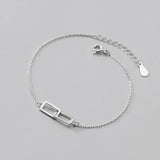 Silver 925 Sterling Rectangular Chain Bracelet for Women