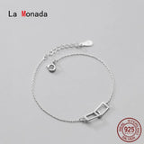 Silver 925 Sterling Rectangular Chain Bracelet for Women