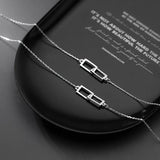 Silver 925 Sterling Rectangular Chain Bracelet for Women