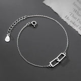 Silver 925 Sterling Rectangular Chain Bracelet for Women