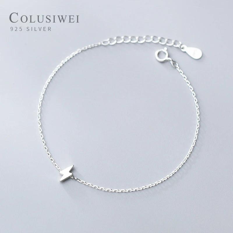 925 Silver Tiny Lightning Bracelet for Women Chain Fashion Jewelry