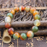 Peacock Agate Hand-carved Bead Bracelet - Grass Purple