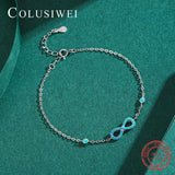 925 Silver Infinite Love Turquoise Charm Link Bracelet for Women