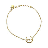 925 Sterling Silver Moon Star Charm Bracelet Women Fine Jewelry