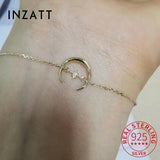 925 Sterling Silver Moon Star Charm Bracelet Women Fine Jewelry