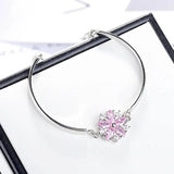 Cellacity Flower Bracelet Silver 925 Pink Crystal AAAAA Zircon Fresh Style Party