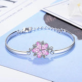 Cellacity Flower Bracelet Silver 925 Pink Crystal AAAAA Zircon Fresh Style Party