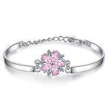 Cellacity Flower Bracelet Silver 925 Pink Crystal AAAAA Zircon Fresh Style Party