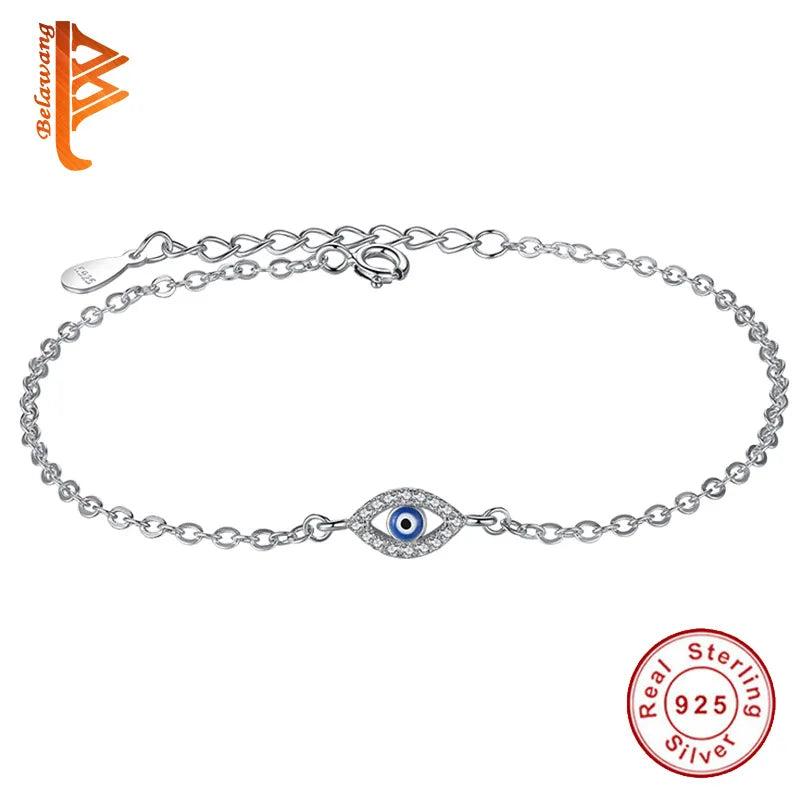 925 Silver Lucky Eye Charm Bracelet with Clear CZ Crystal