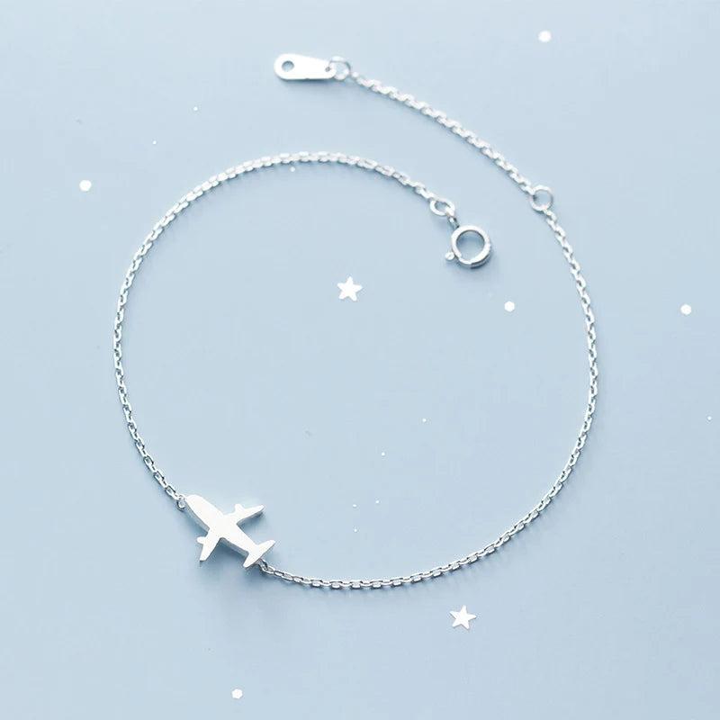Airplane Bracelet Women Silver 925 Sterling Silver Fine Real Silver 925 Bra