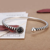 Antique 925 Sterling Silver Crystal Stripe Bangle