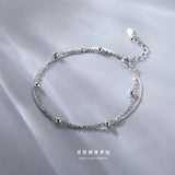 Double Layer 925 Sterling Silver Chain Bracelets Wedding Gift Lucky Jewelry