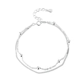 Double Layer 925 Sterling Silver Chain Bracelets Wedding Gift Lucky Jewelry