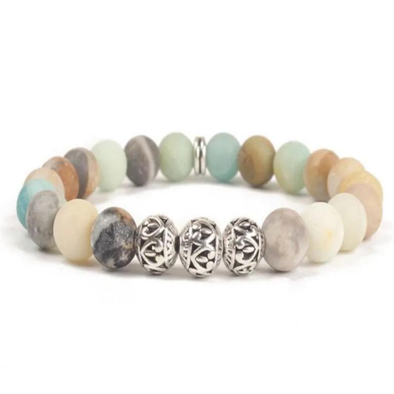 8mm Amazonite Stone Beads Bracelet 7.5 inches Reiki Stretchy Unisex