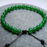 Green Agate Jade Gemstone Beads Bracelet Seven Chakras Blessing