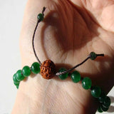Green Agate Jade Gemstone Beads Bracelet Seven Chakras Blessing