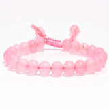 8mm Pink Chalcedony Bead Bracelet Emotional Chakra Chain
