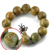Natural Green Sandalwood Carved Buddha's Bracelet Seven Chakras Calming