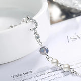 Moonstone Charm Wild Pearl 925 Silver Bracelet