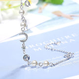 Moonstone Charm Wild Pearl 925 Silver Bracelet