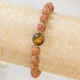 6mm Tiger's Eye Rudraksha Beads 14k Chain Bracelet