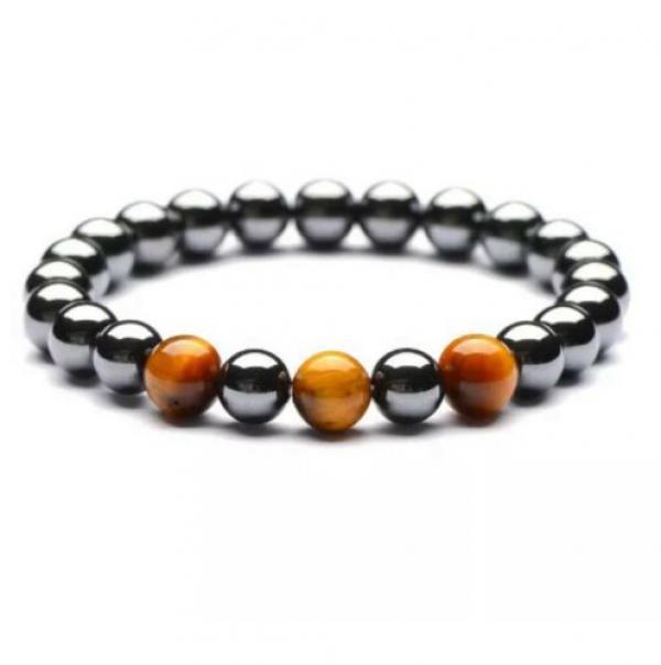 8mm Hematite Turquoise Tiger Eye Bracelet 7.5 inches Reiki Spirituality