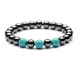 8mm Hematite Turquoise Tiger Eye Bracelet 7.5 inches Reiki Spirituality