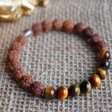 8mm Rudraksha Tiger's Eye Gemstone Beads Bracelet Lucky Christmas Gift