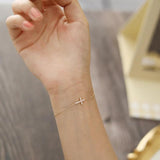 925 Silver Pav? Zircon Cross Bracelet Plated 14K Light Gift Jewelry